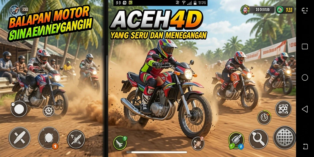 Tampilan gameplay menegangkan dari ACEH4D dengan aksi balapan motor.