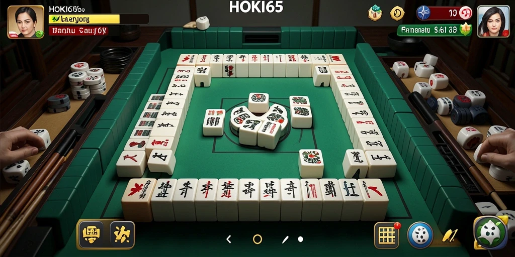 Tampilan gameplay HOKI65 yang menampilkan tantangan Mahjong.