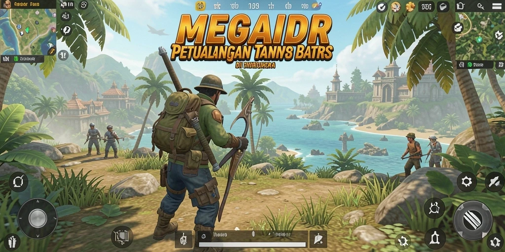 Screenshot utama MEGAIDR menampilkan aksi seru dalam dunia terbuka.