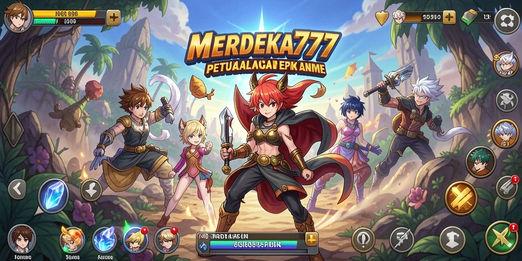 Tangkapan layar utama MERDEKA777 menampilkan aksi seru dalam gameplay Anime.
