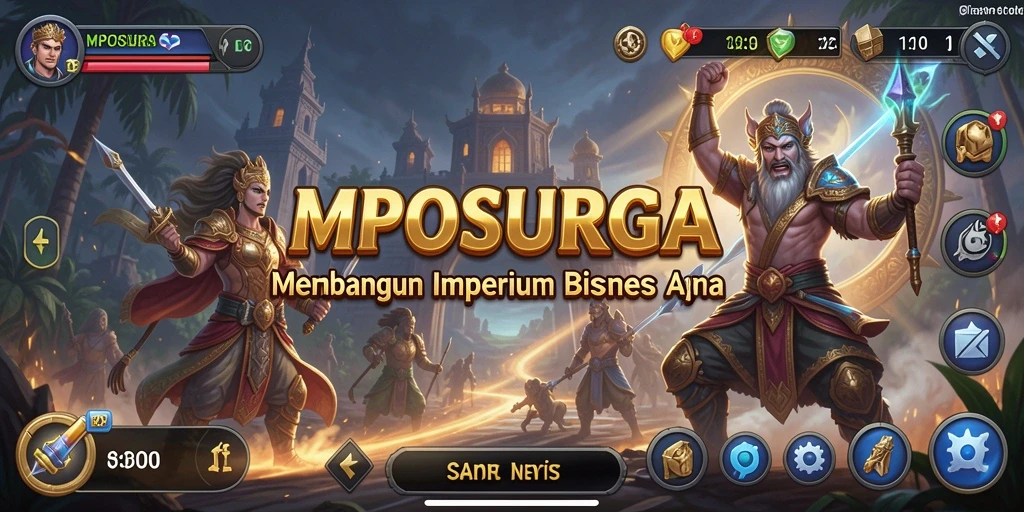 Tampilan gameplay seru dari MPOSURGA dengan berbagai pilihan bisnis.
